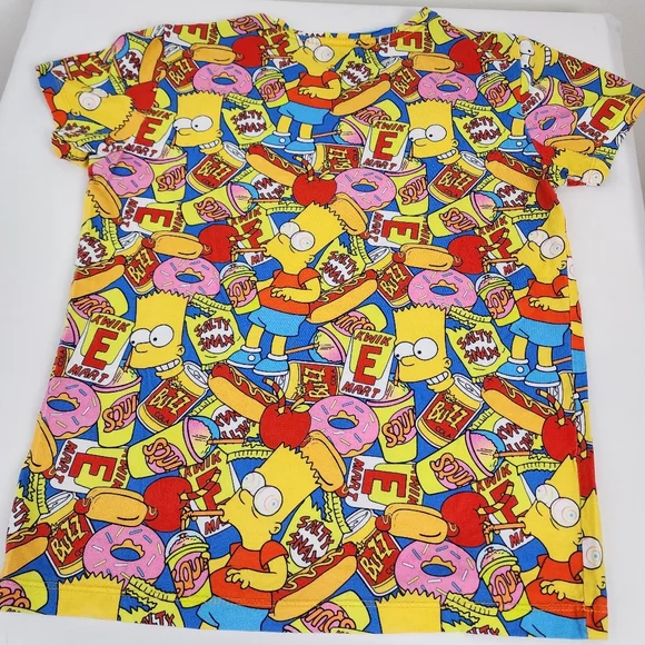 The Simpsons Graphic Print T Shirt Kids Size 10 Bright Wild Fun Pop Culture - Picture 2 of 5